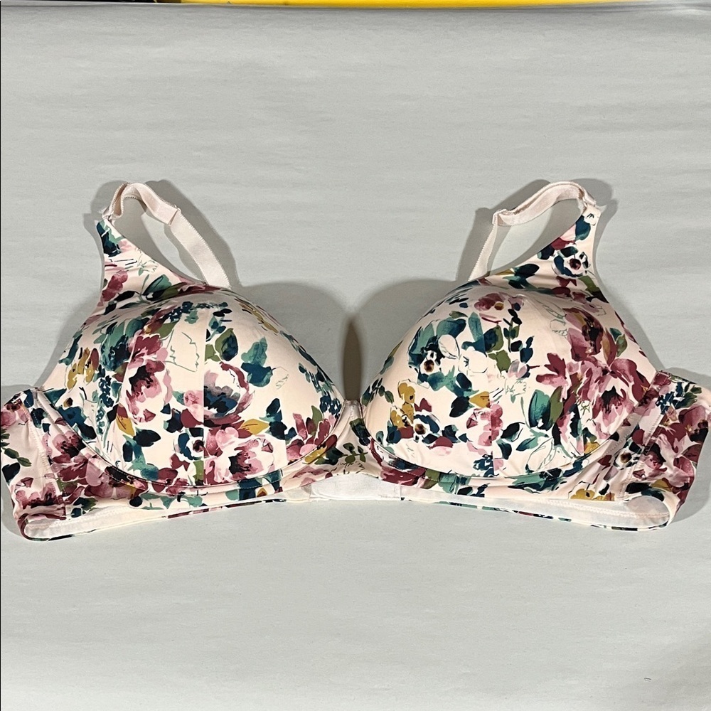 Torrid Curve 360 Back Smoothing Lightly Lined Deep V Plunge Bra Floral 44B